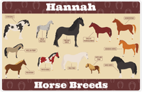 Thumbnail for Personalized Horse Placemat XI - Types of Horses - Tan Background -  View