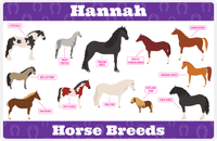 Thumbnail for Personalized Horse Placemat XI - Types of Horses - White Background -  View