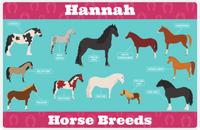 Thumbnail for Personalized Horse Placemat XI - Types of Horses - Teal Background -  View