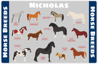 Thumbnail for Personalized Horse Placemat XII - Types of Horses - Grey Background -  View
