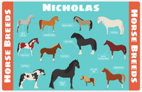 Thumbnail for Personalized Horse Placemat XII - Types of Horses - Teal Background -  View