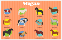 Thumbnail for Personalized Horse Placemat XIII - Types of Horses - Orange Background -  View