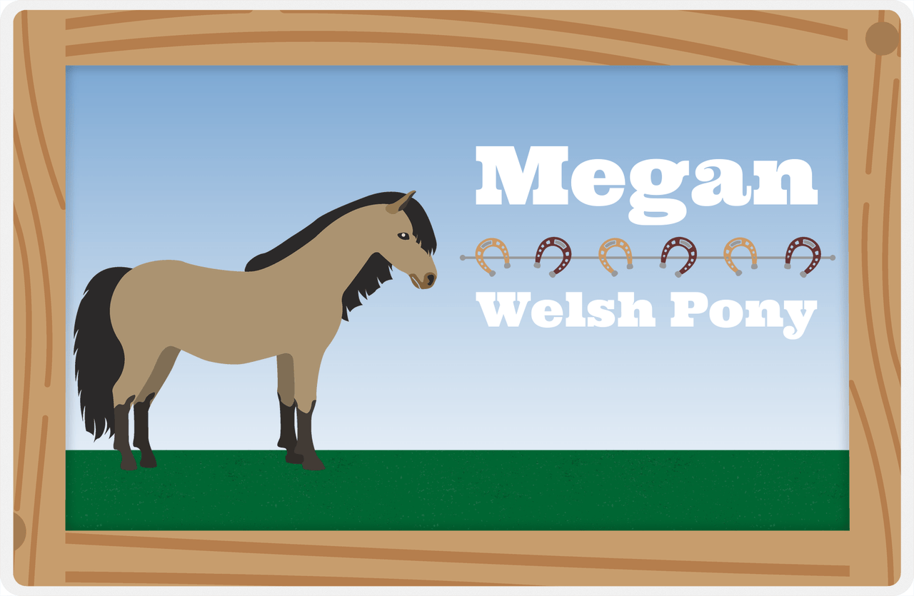 Personalized Horse Placemat XVI - Wood Border - Welsh Pony -  View