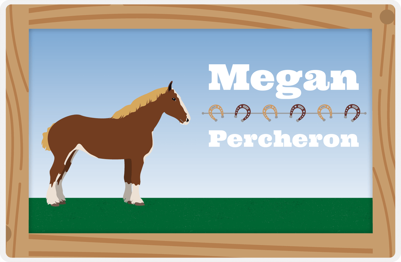 Personalized Horse Placemat XVI - Wood Border - Percheron -  View