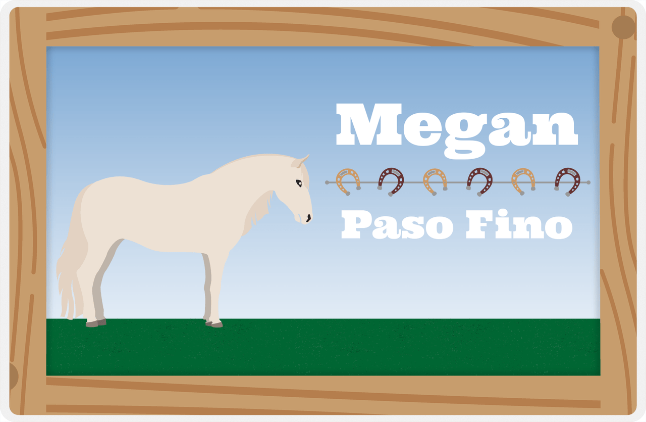 Personalized Horse Placemat XVI - Wood Border - Paso Fino -  View