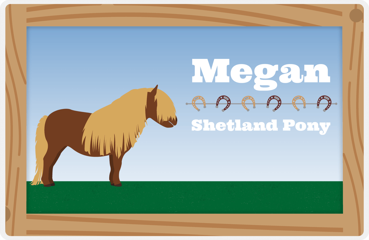 Personalized Horse Placemat XVI - Wood Border - Shetland Pony -  View