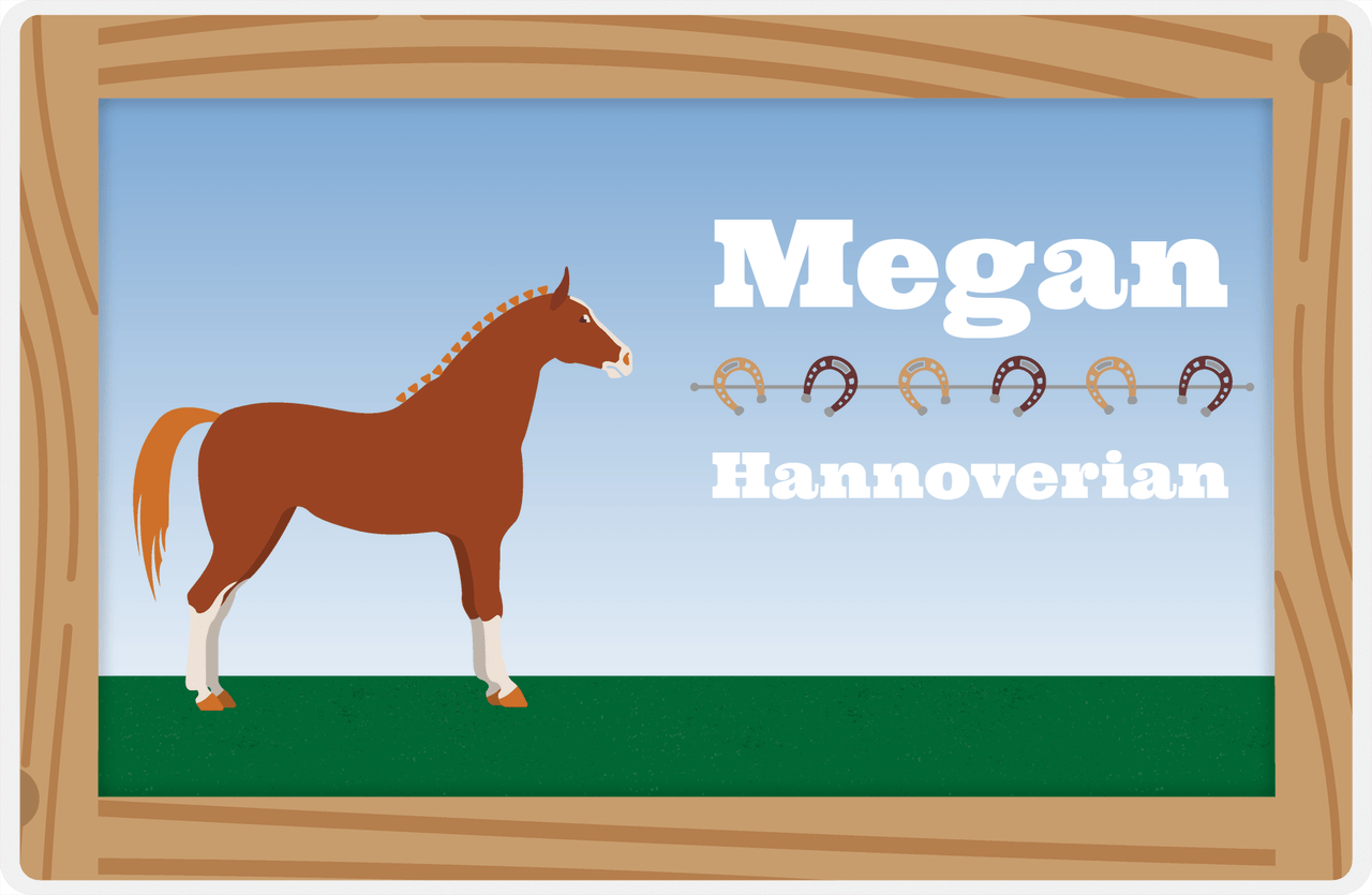 Personalized Horse Placemat XVI - Wood Border - Hannoverian -  View