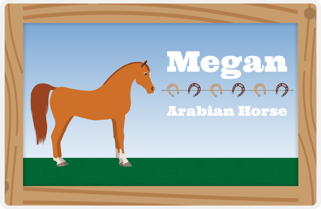Personalized Horse Placemat XVI - Wood Border - Arabian Horse -  View