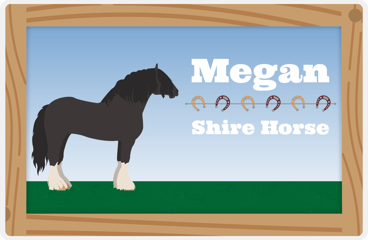 Personalized Horse Placemat XVI - Wood Border - Shire Horse -  View