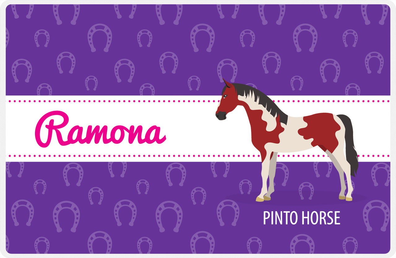 Personalized Horse Placemat XVII - Horse Ribbon - Pinto Horse -  View