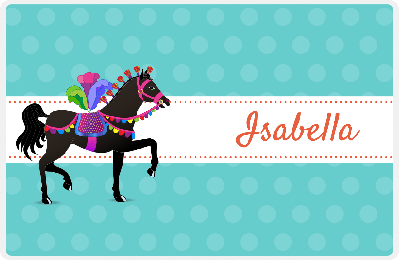 Personalized Horse Placemat III - Polka Dots - Circus Horse V -  View