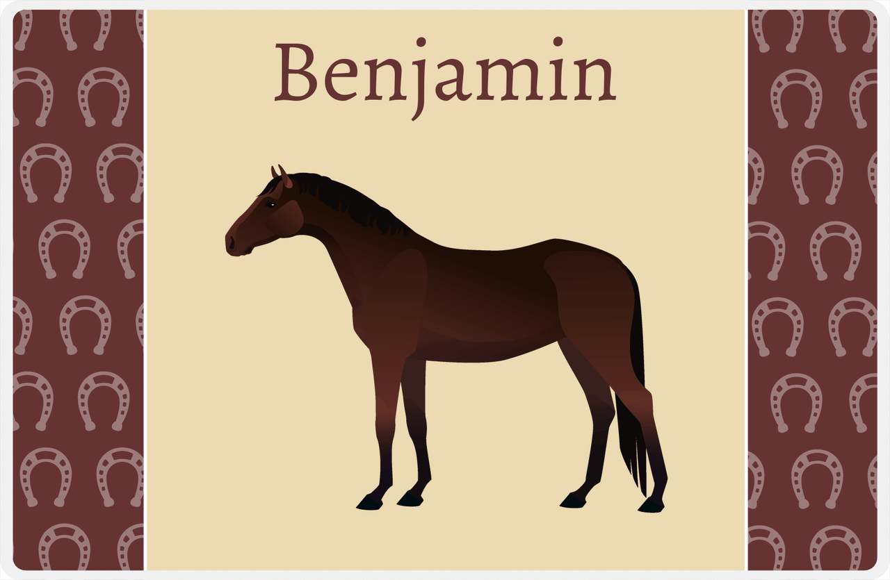 Personalized Horse Placemat IV - Light Brown Background - Dark Bay Horse -  View