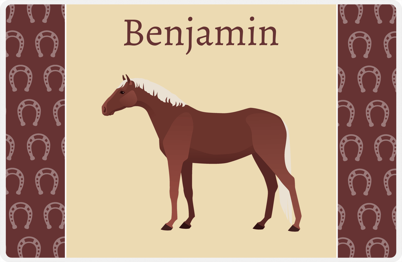 Personalized Horse Placemat IV - Light Brown Background - Flaxen Chestnut Horse -  View