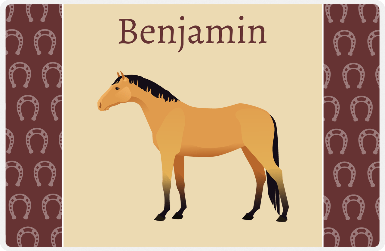 Personalized Horse Placemat IV - Light Brown Background - Buckskin Horse -  View