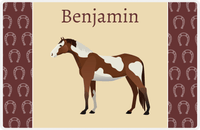 Thumbnail for Personalized Horse Placemat IV - Light Brown Background - Skewbald Horse -  View
