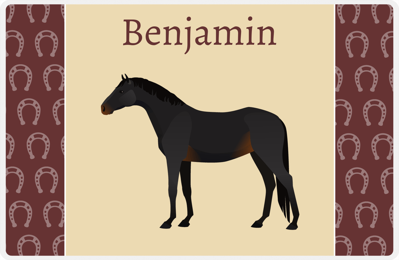 Personalized Horse Placemat IV - Light Brown Background - Seal Brown Horse -  View