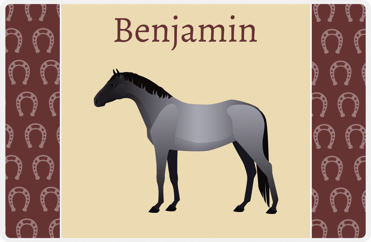 Personalized Horse Placemat IV - Light Brown Background - Blue Roan Horse -  View