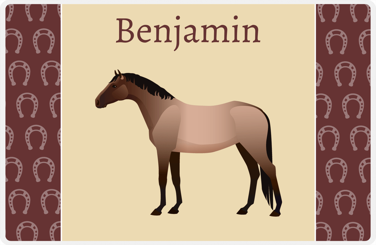 Personalized Horse Placemat IV - Light Brown Background - Bay Roan Horse -  View