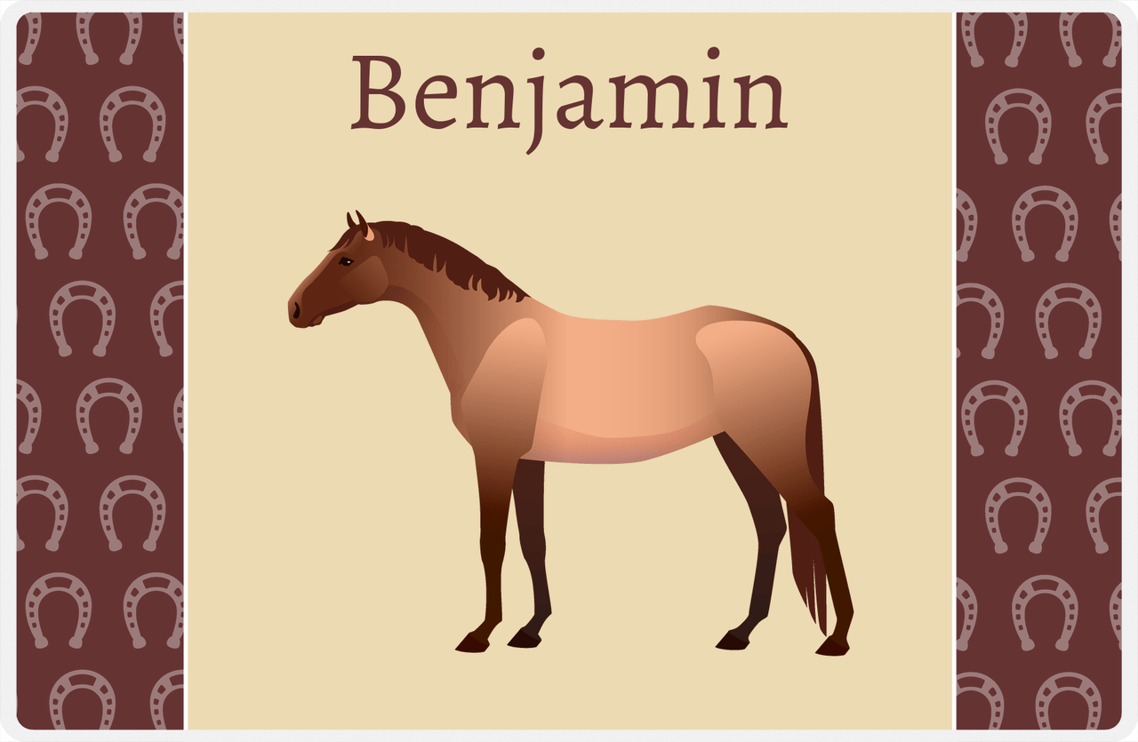 Personalized Horse Placemat IV - Light Brown Background - Red Roan Horse -  View