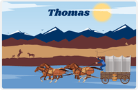 Thumbnail for Personalized Horse Placemat V - Blue Background - Horse Cart I -  View