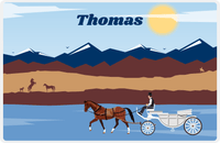 Thumbnail for Personalized Horse Placemat V - Blue Background - Horse Cart III -  View