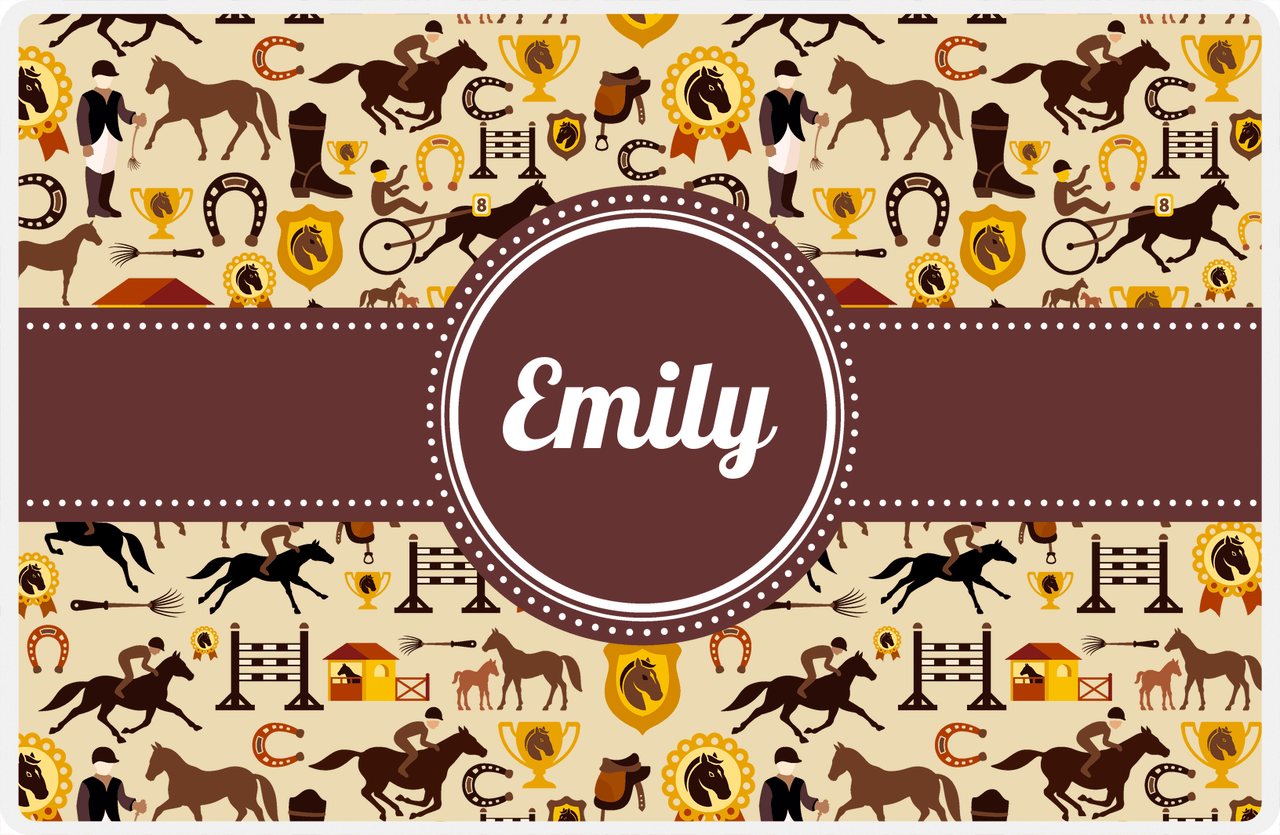 Personalized Horse Placemat VI - Steeplechase - Circle Ribbon Nameplate -  View