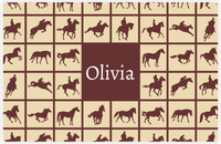 Thumbnail for Personalized Horse Placemat VII - Horses Squared - Brown Background -  View