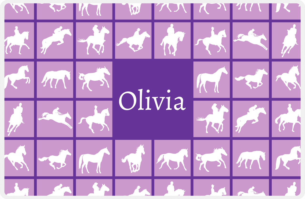 Personalized Horse Placemat VII - Horses Squared - Purple Background -  View