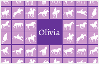 Thumbnail for Personalized Horse Placemat VII - Horses Squared - Purple Background -  View