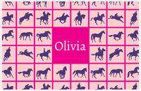 Thumbnail for Personalized Horse Placemat VII - Horses Squared - Pink Background -  View