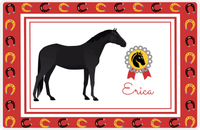 Thumbnail for Personalized Horse Placemat IX - Red Background - Black Horse -  View