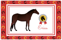Thumbnail for Personalized Horse Placemat IX - Red Background - Dark Bay Horse -  View