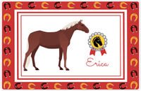 Thumbnail for Personalized Horse Placemat IX - Red Background - Flaxen Chestnut Horse -  View