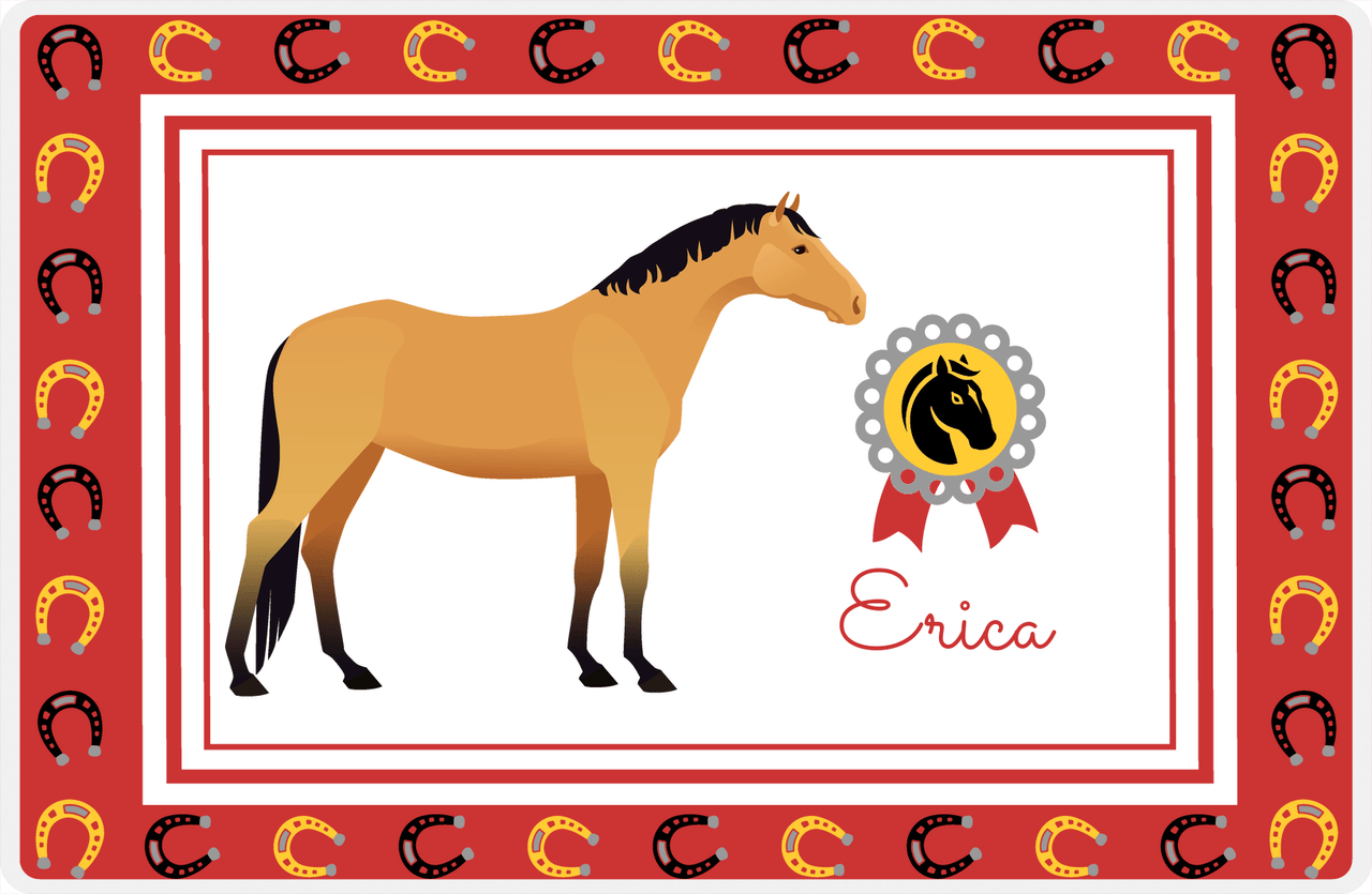 Personalized Horse Placemat IX - Red Background - Buckskin Horse -  View