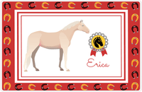 Thumbnail for Personalized Horse Placemat IX - Red Background - Cremello Horse -  View