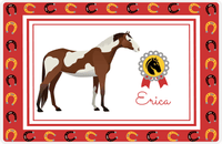 Thumbnail for Personalized Horse Placemat IX - Red Background - Skewbald Horse -  View