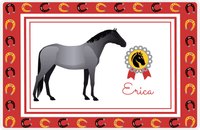 Thumbnail for Personalized Horse Placemat IX - Red Background - Blue Roan Horse -  View