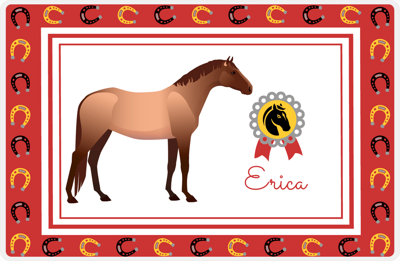 Personalized Horse Placemat IX - Red Background - Red Roan Horse -  View