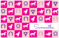 Thumbnail for Personalized Horse Placemat X - Checkerboard - Pink Background -  View