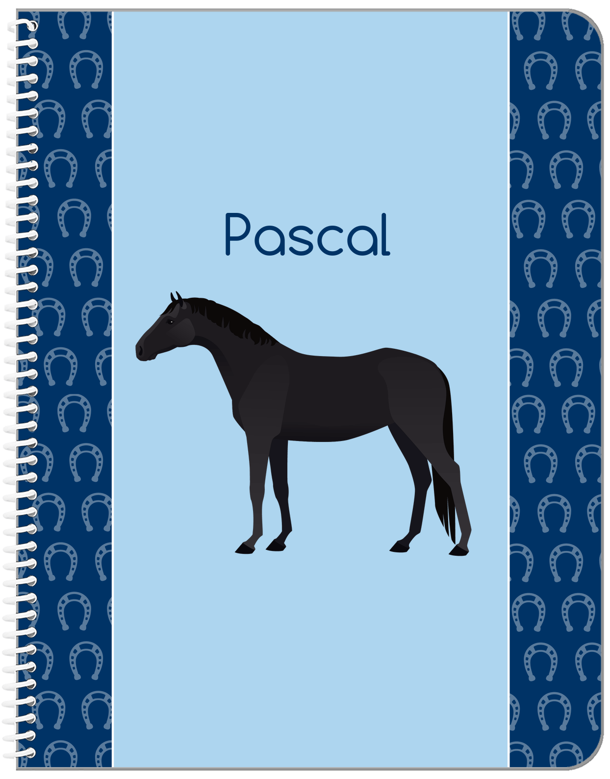 Personalized Horses Notebook IV - Black Horse - Front View