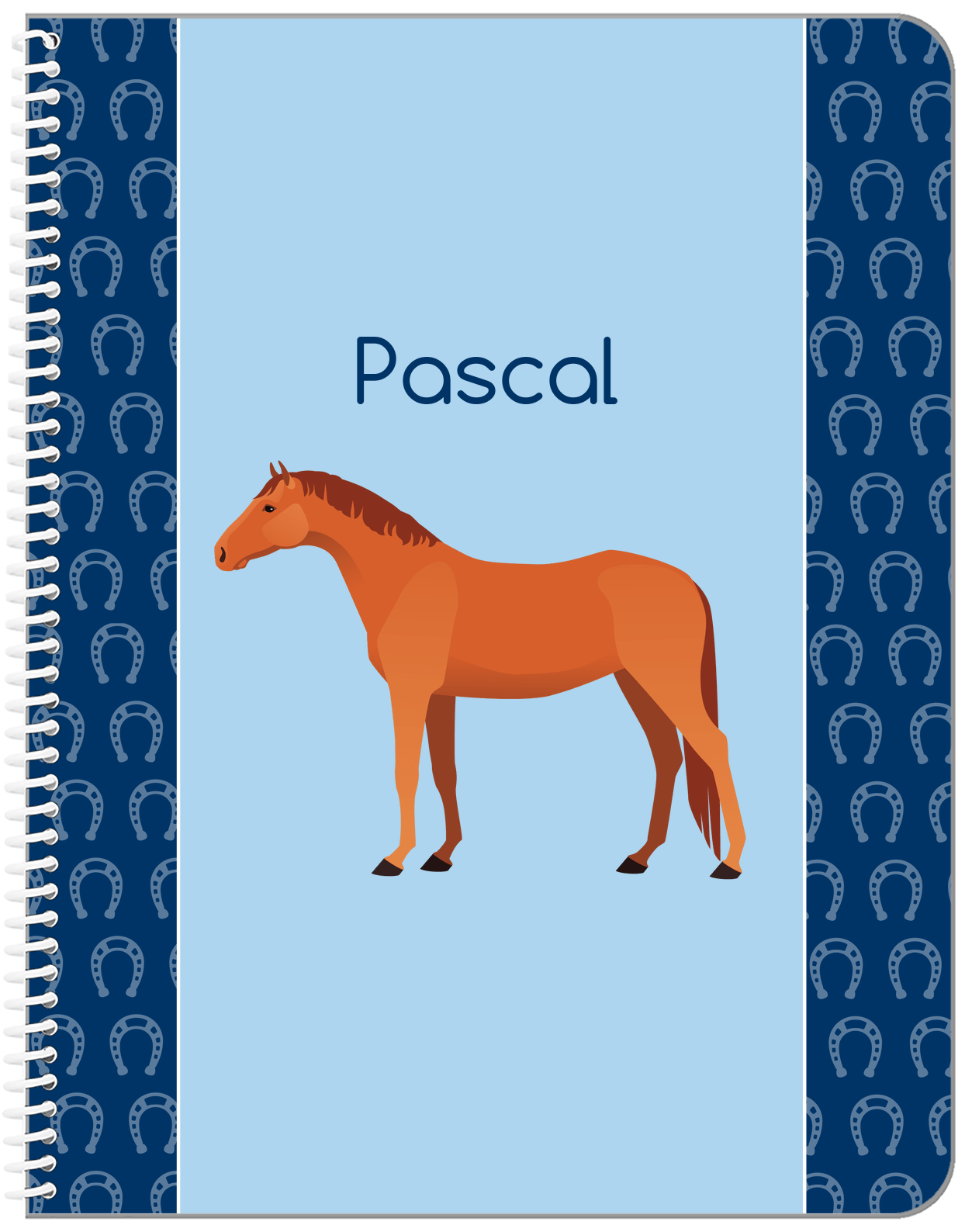 Personalized Horses Notebook IV - Chestnut Horse - Front View