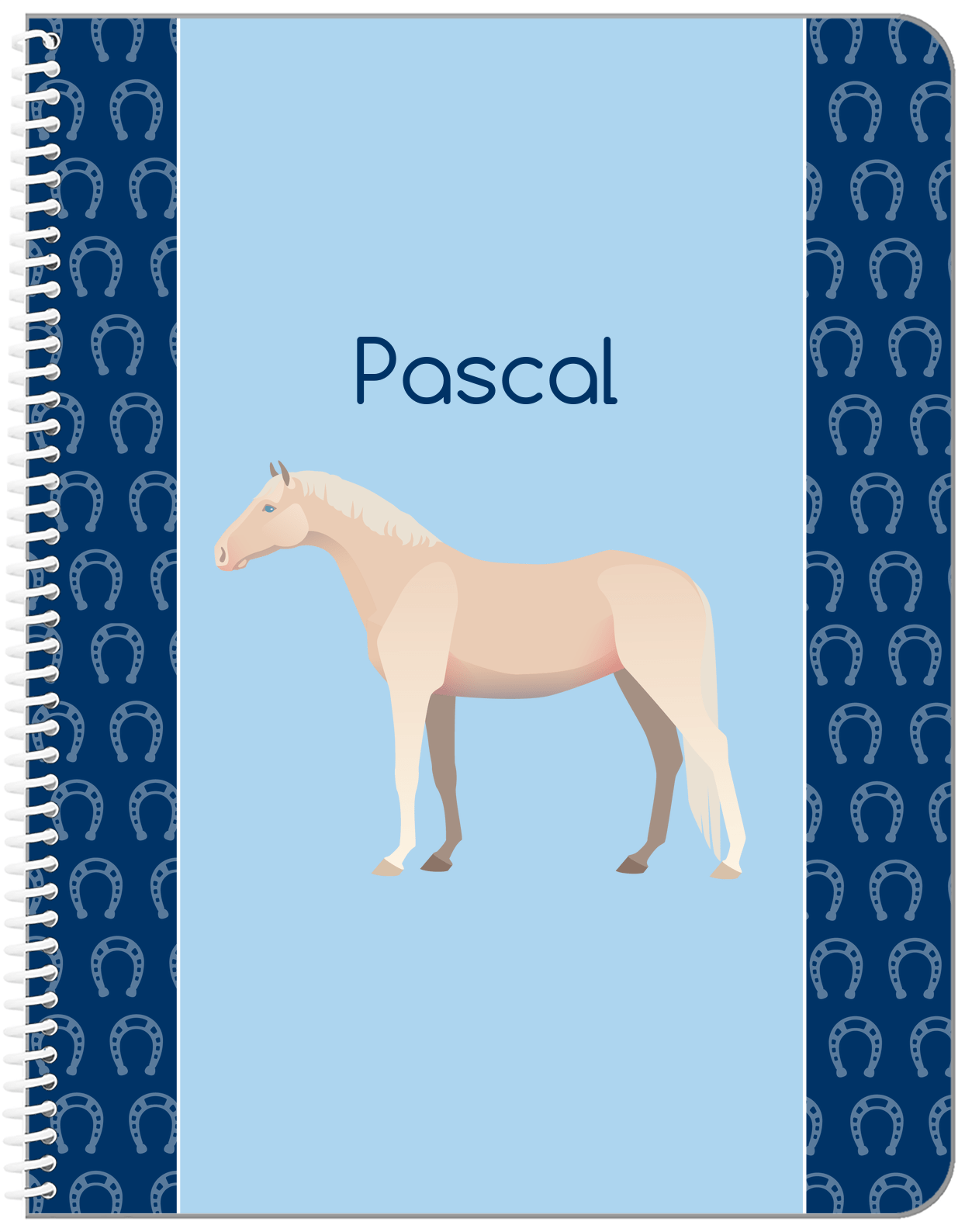Personalized Horses Notebook IV - Cremello Horse - Front View
