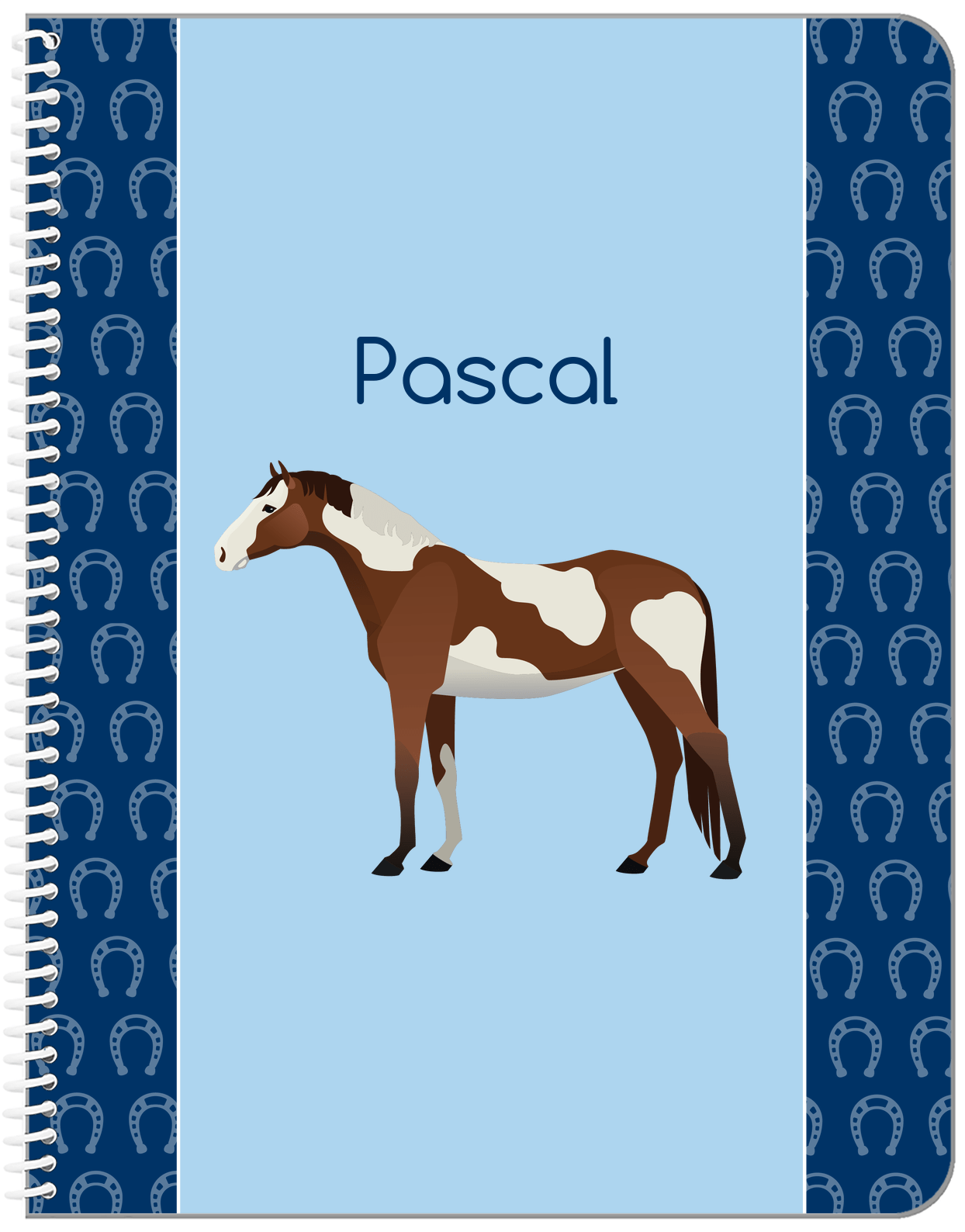 Personalized Horses Notebook IV - Skewbald Horse - Front View