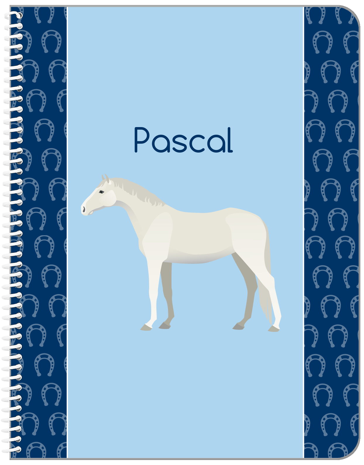 Personalized Horses Notebook IV - Grey Horse - Front View
