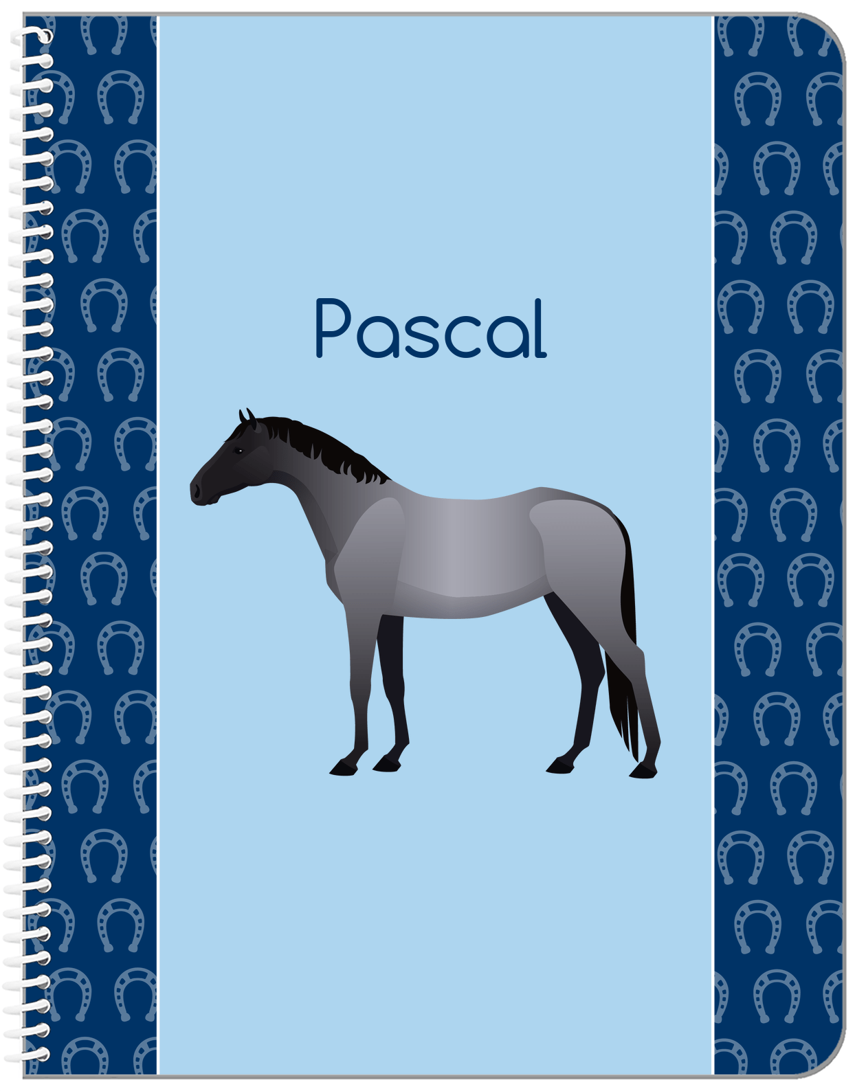 Personalized Horses Notebook IV - Blue Roan Horse - Front View