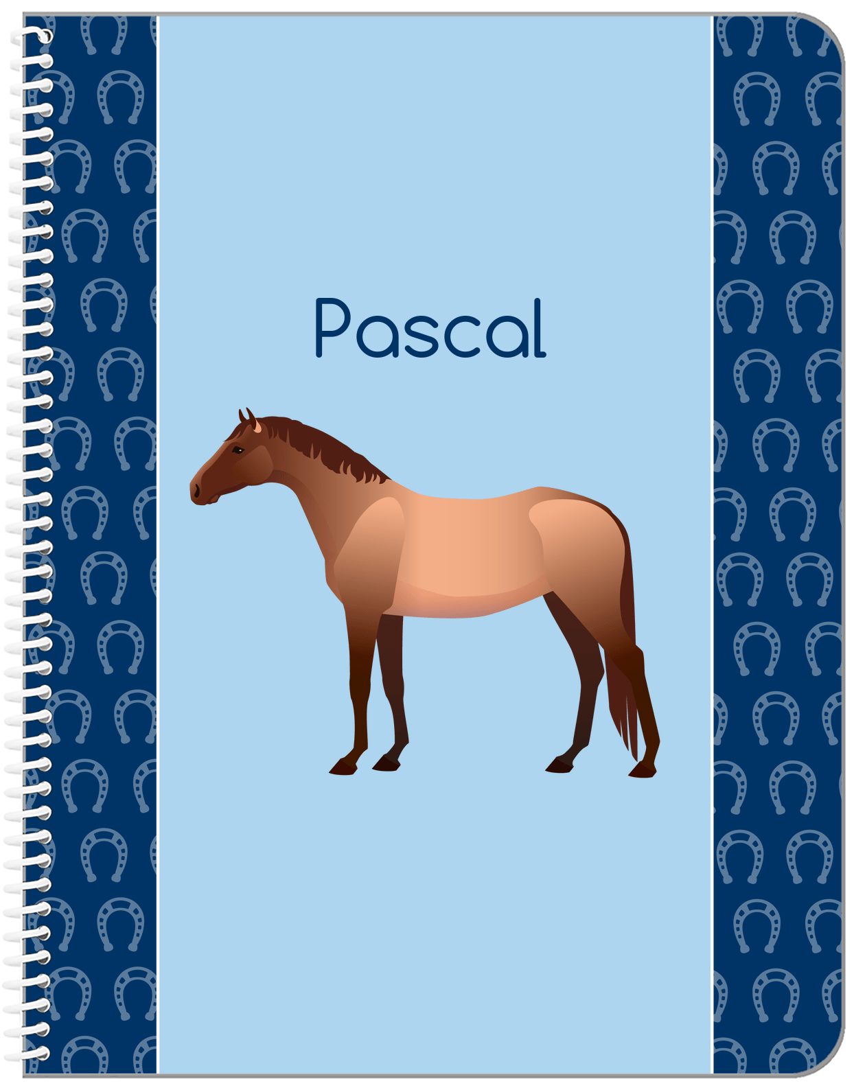 Personalized Horses Notebook IV - Red Roan Horse - Front View