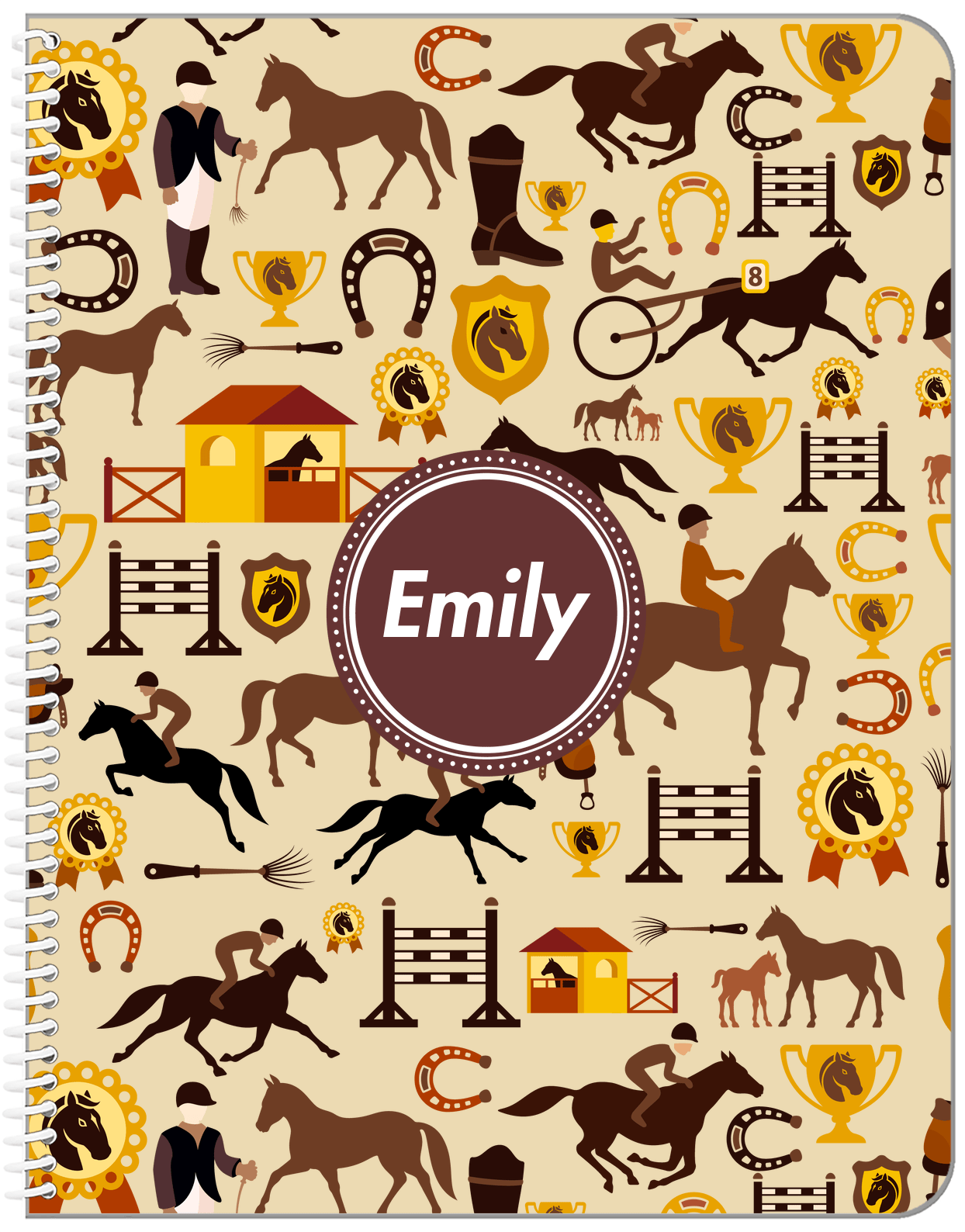 Personalized Horses Notebook VI - Circle Nameplate - Front View