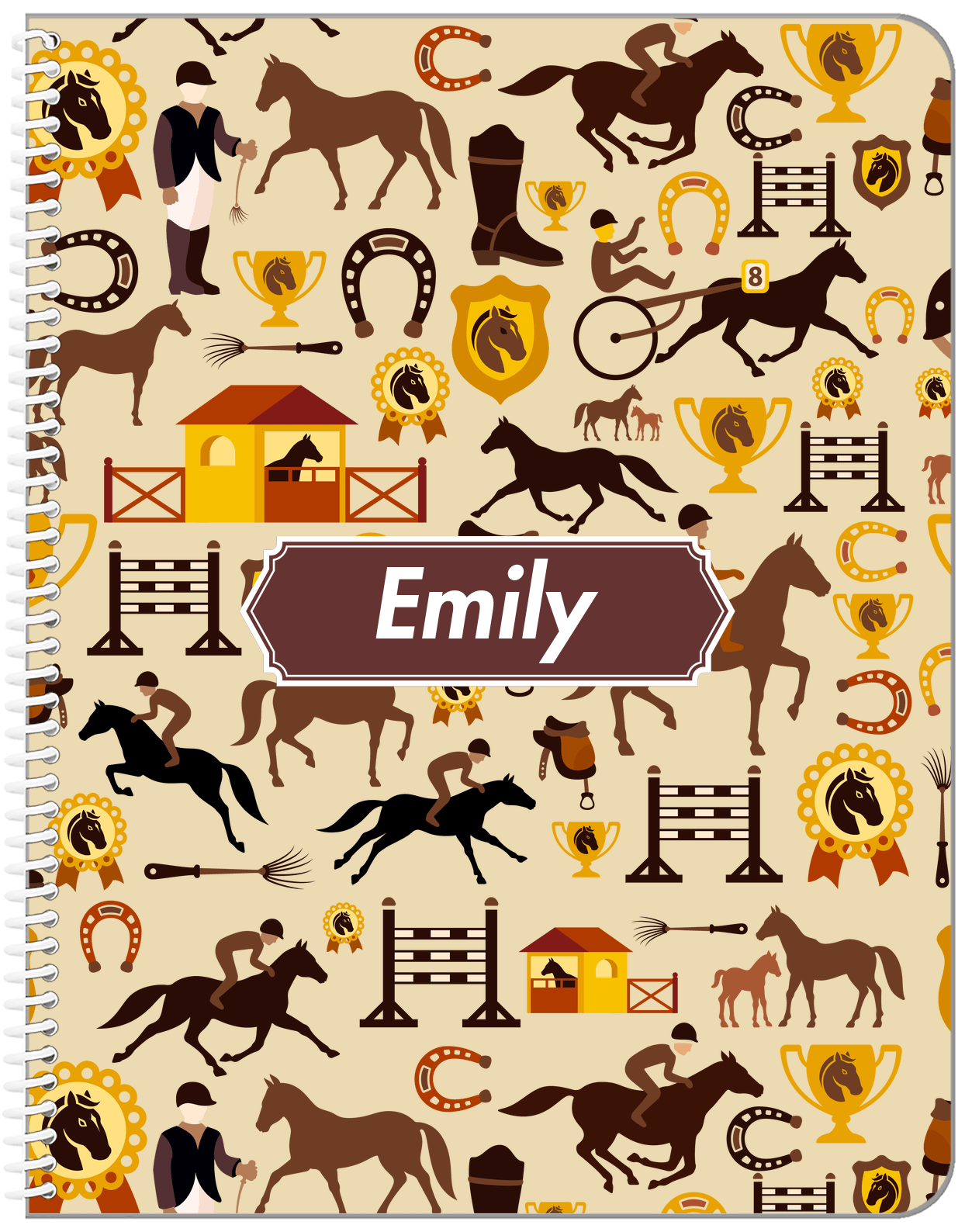 Personalized Horses Notebook VI - Decorative Rectangle Nameplate - Front View