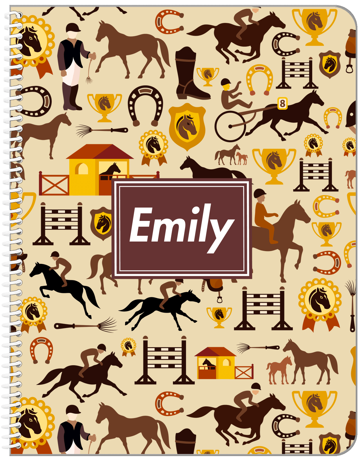Personalized Horses Notebook VI - Rectangle Nameplate - Front View