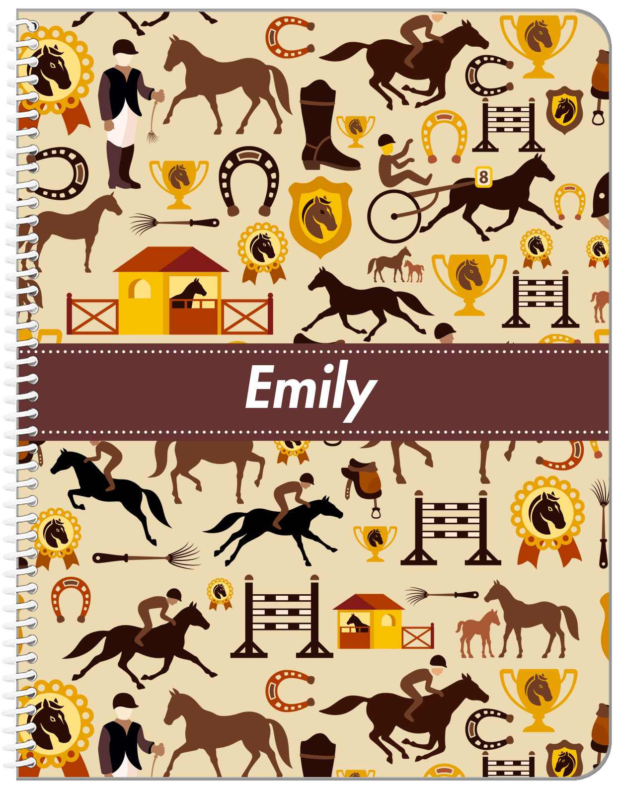 Personalized Horses Notebook VI - Ribbon Nameplate - Front View